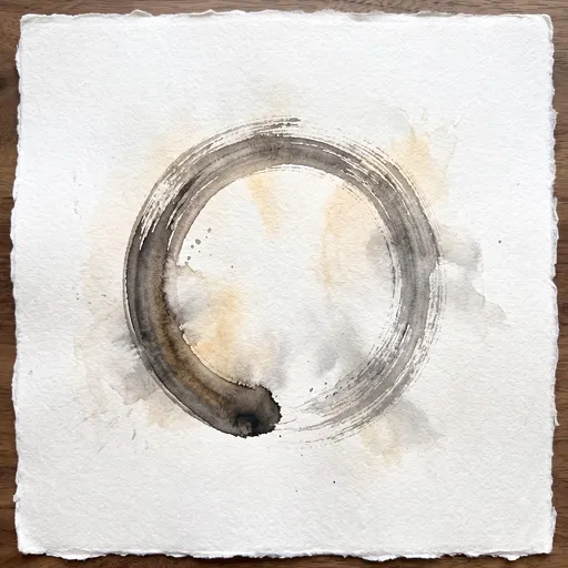 Watercolor Zen Enso Circle on Handmade Paper