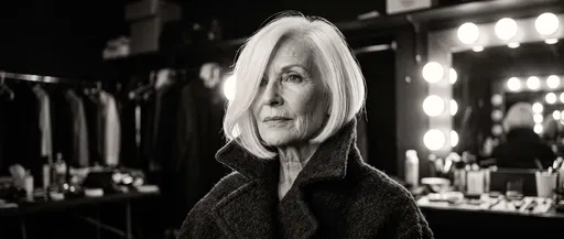 Monochrome Portrait of Senior Woman Backstage