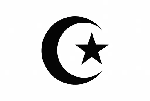 Black Islamic Star and Crescent Icon