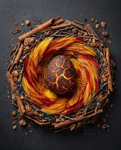 Glowing Phoenix Egg in Spiced Nest