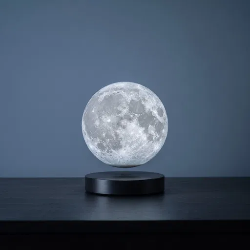 Levitating Glowing Moon Lamp on Table