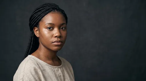 Studio Portrait of Young Woman with Braids