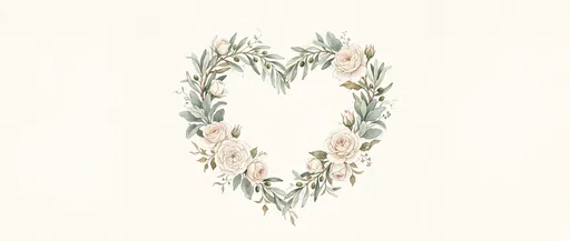 Watercolor Floral Heart Wreath Illustration