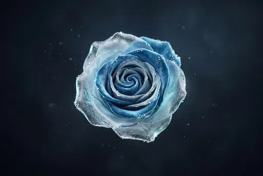 Floating Frosted Ice Blue Rose Blossom