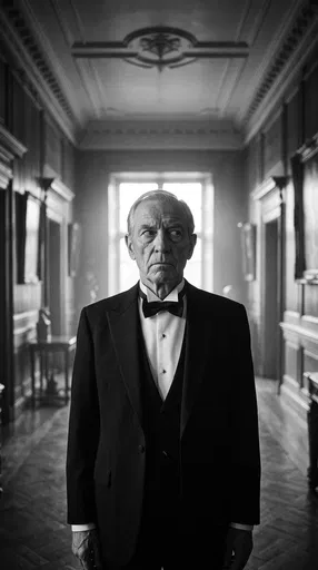Stern Elderly Butler Giving Side-Eye Glance