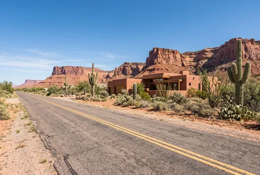 Modern Adobe House Along Desert Road