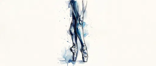 Blue Watercolor Ballet Legs En Pointe