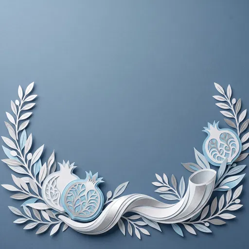 Blue Paper Cut Rosh Hashanah Frame