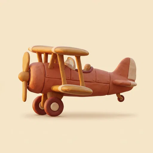 Clay Vintage Toy Biplane Clipart