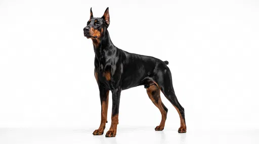Doberman Pinscher Standing on White Background