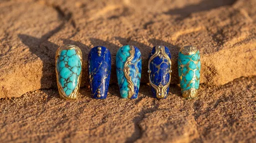 Turquoise and Lapis Lazuli Nail Tips