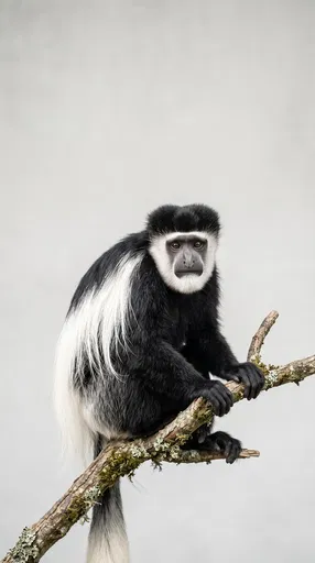 Black and White Colobus Monkey Portrait