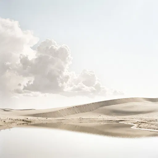Minimalist Pale Desert Dune and Oasis