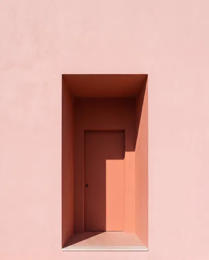 Minimalist Pink Recessed Doorway Alcove