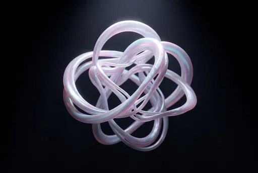 Abstract Opalescent 3D Knot on Black