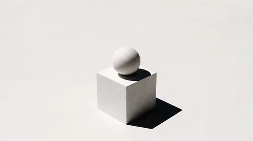 Minimalist White Plaster Sphere on Cube Plinth
