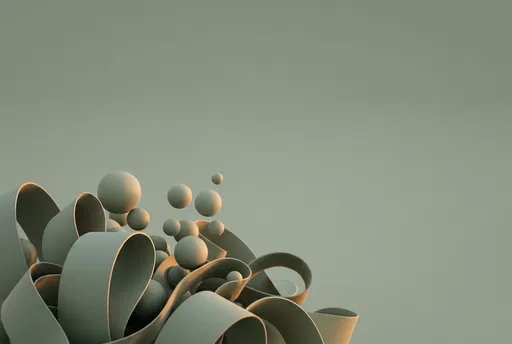 Abstract Sage Green Ribbons and Spheres