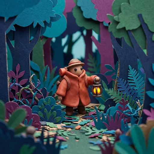 Clay Traveler in Cardstock Forest