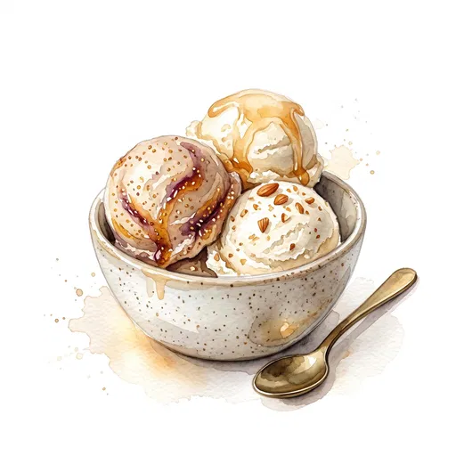 Watercolor Artisanal Gelato Bowl Illustration