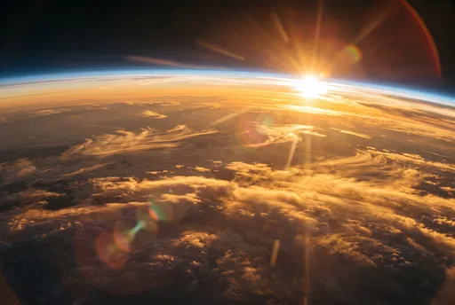 Golden Sunset Over Earth From Stratosphere