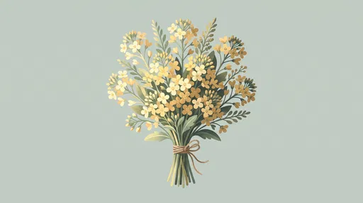 Pastel Yellow Mustard Flower Bouquet Illustration