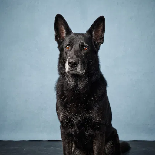 Senior Black German Shepherd Studio Portrait