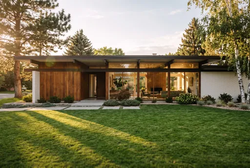 Mid-Century Modern Home at Golden Hour