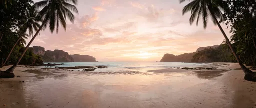 Tropical Cove Sunrise Framed by Palms