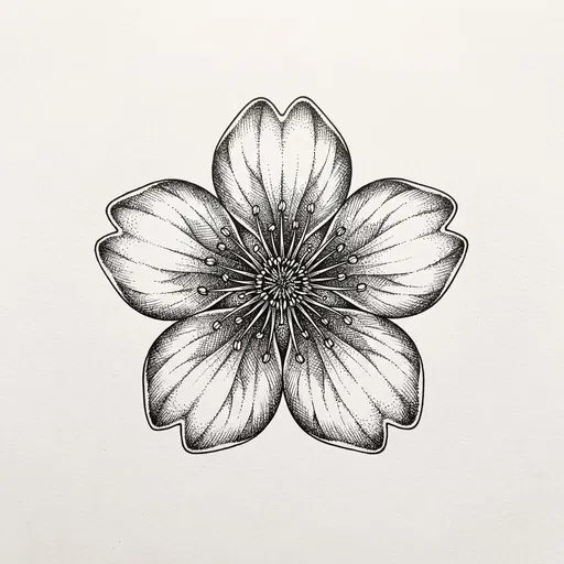 Black Ink Cherry Blossom Drawing