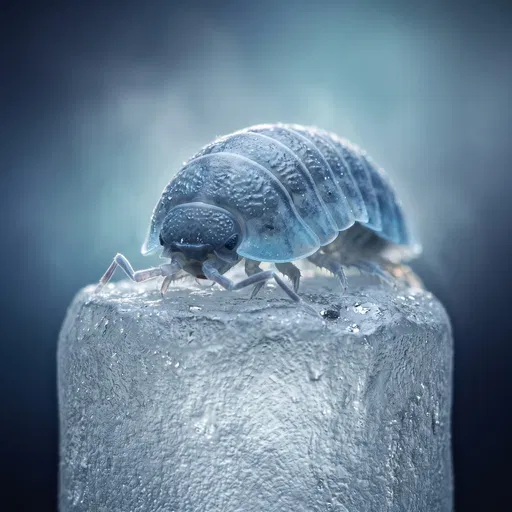 Translucent Blue Isopod on Frosted Pedestal