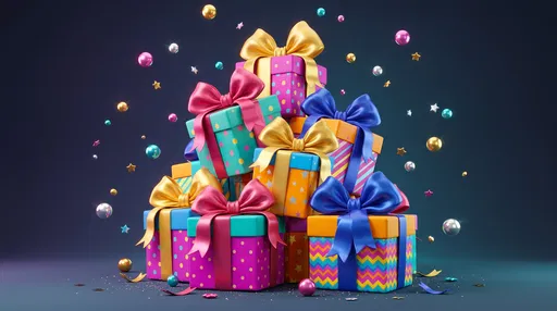 Stack of Colorful 3D Gift Boxes