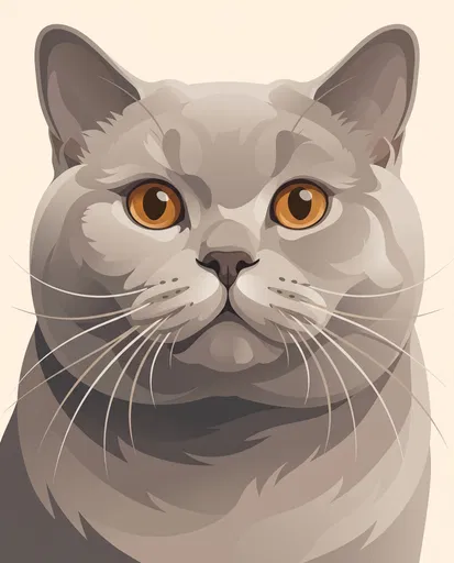 British Shorthair Cat Vector Portrait