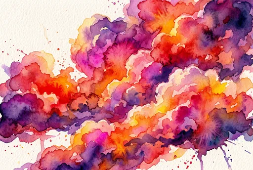 Vibrant Watercolor Sunset Clouds Illustration