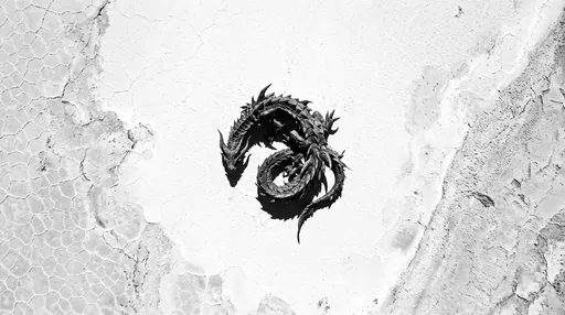 Monochrome Horned Reptile Coiled on Salt Flat