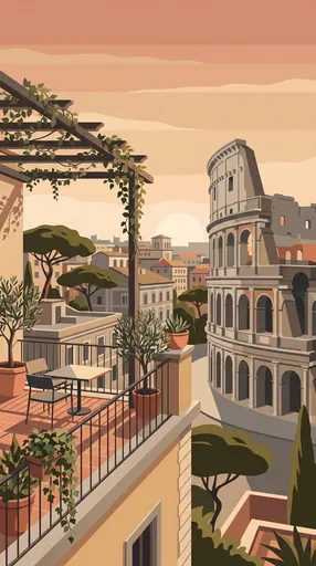 Roman Rooftop Terrace Overlooking the Colosseum