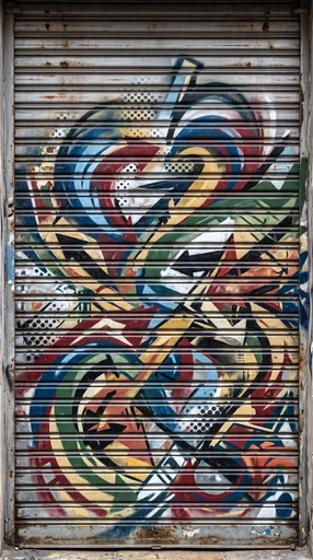 Abstract Graffiti on Metal Rolling Shutter