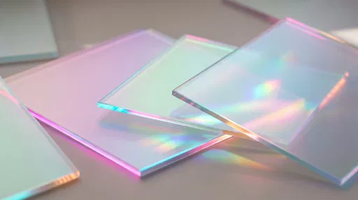 Overlapping Iridescent Frosted Glass Panes