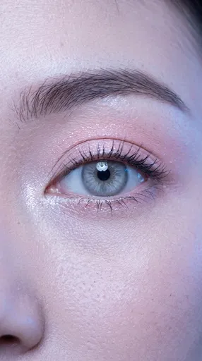 Close-Up of Grey Eye with Shimmer Makeup