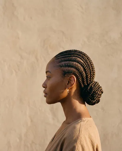 Woman with Cornrow Bun in Profile
