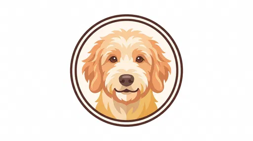 Friendly Goldendoodle Face Circular Emblem Illustration
