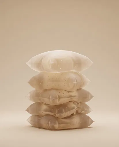 Stacked Translucent Beige Gel Pillows