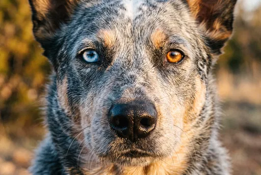 Close-Up Portrait of Dog with Heterochromia