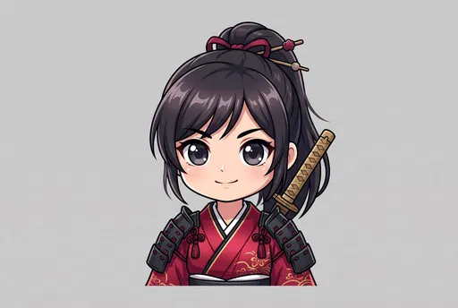 Chibi Anime Female Samurai Warrior Illustration