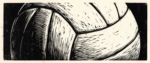 Linocut Print Illustration of a Volleyball