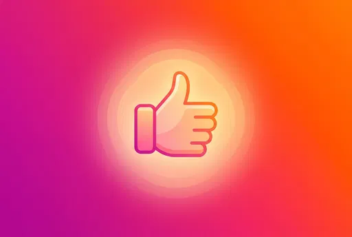Glowing Thumbs Up Icon on Gradient