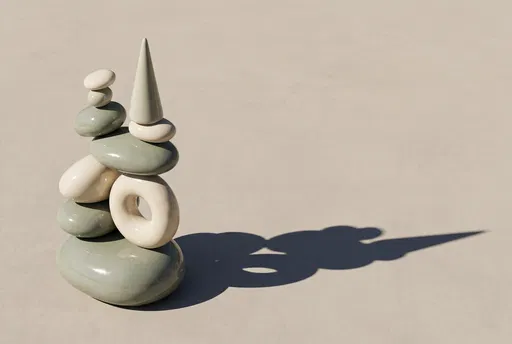Balanced Ceramic Pebbles and Geometric Shapes