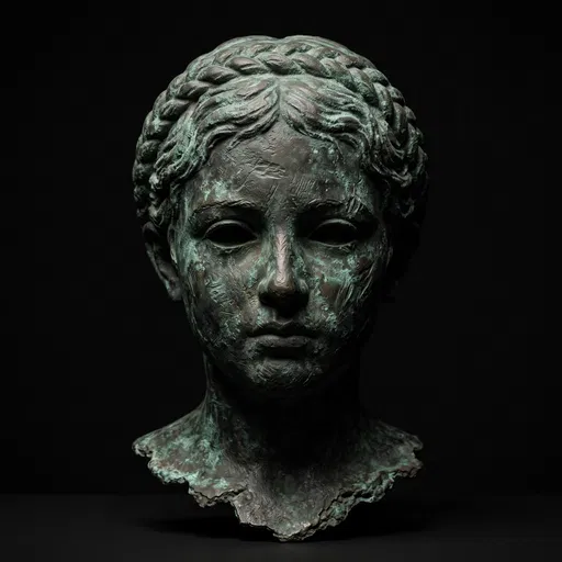 Weathered Bronze Bust with Verdigris Patina