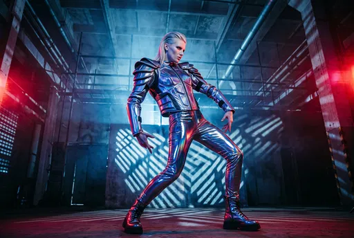 Futuristic Model in Metallic Armor