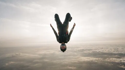 Solo Skydiver in Head-Down Freefall