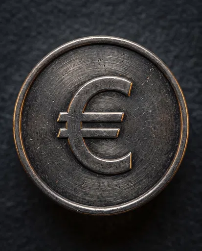 Dark Pewter Euro Currency Token Close-Up